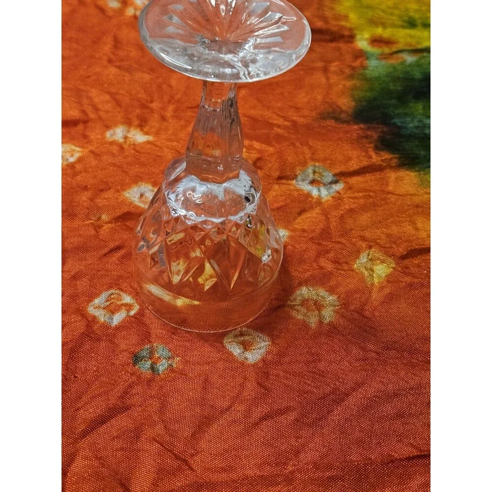 Vintage Cut Glass Decanter Set w/ Stopper & 4 Stemmed Cordial Glasses